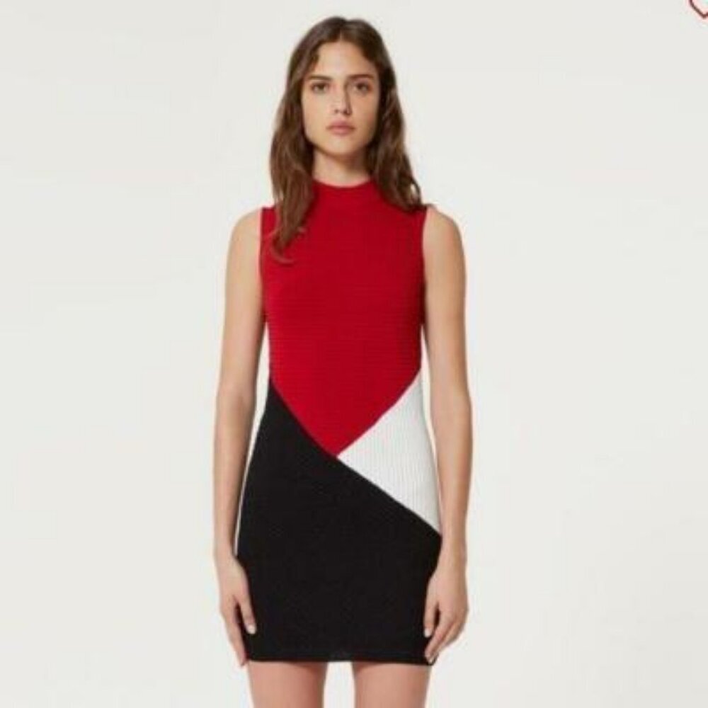 Like New Rebecca Minkoff Vivian Color Block Ribbed Sleeveless Sweater Dress